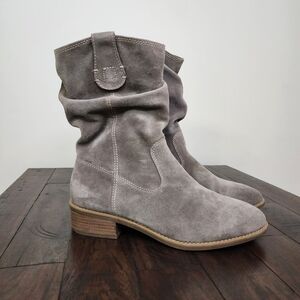 Comfortiva Chrysta Pillowtop Memory Foam Gray Suede Slouchy Boots Sz 10 Wide